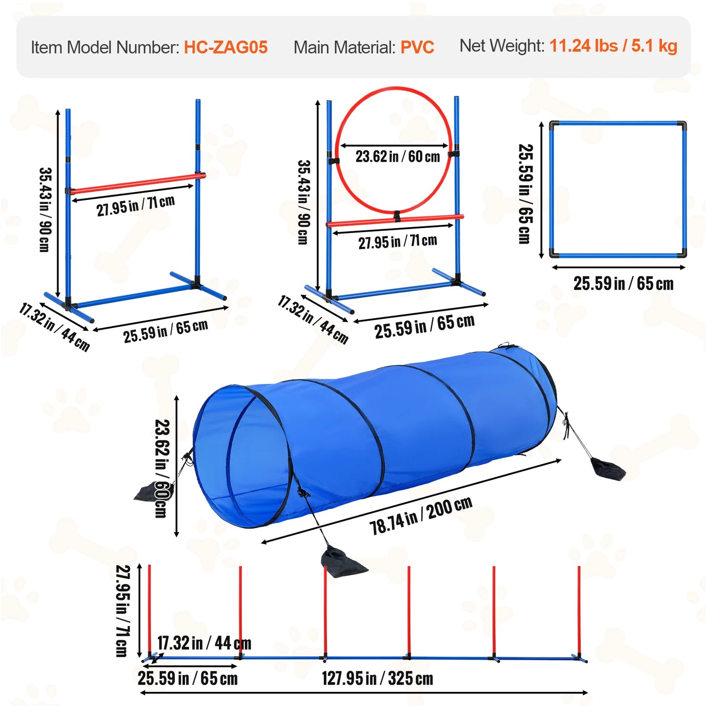 SucceBuy Dog Agility Training Equipment Set 5 Pieces
