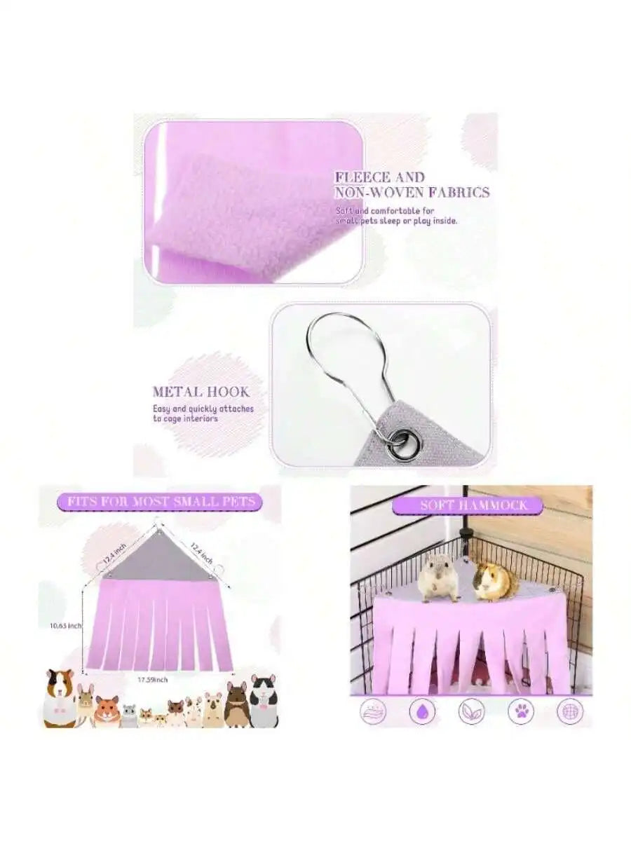 Two Pack Small Pet Fleece Hideout Corner Shelter For Guinea Pigs Ferrets