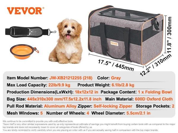 Breathable Cat Carrier Backpack With Telescopic Handle Wheels