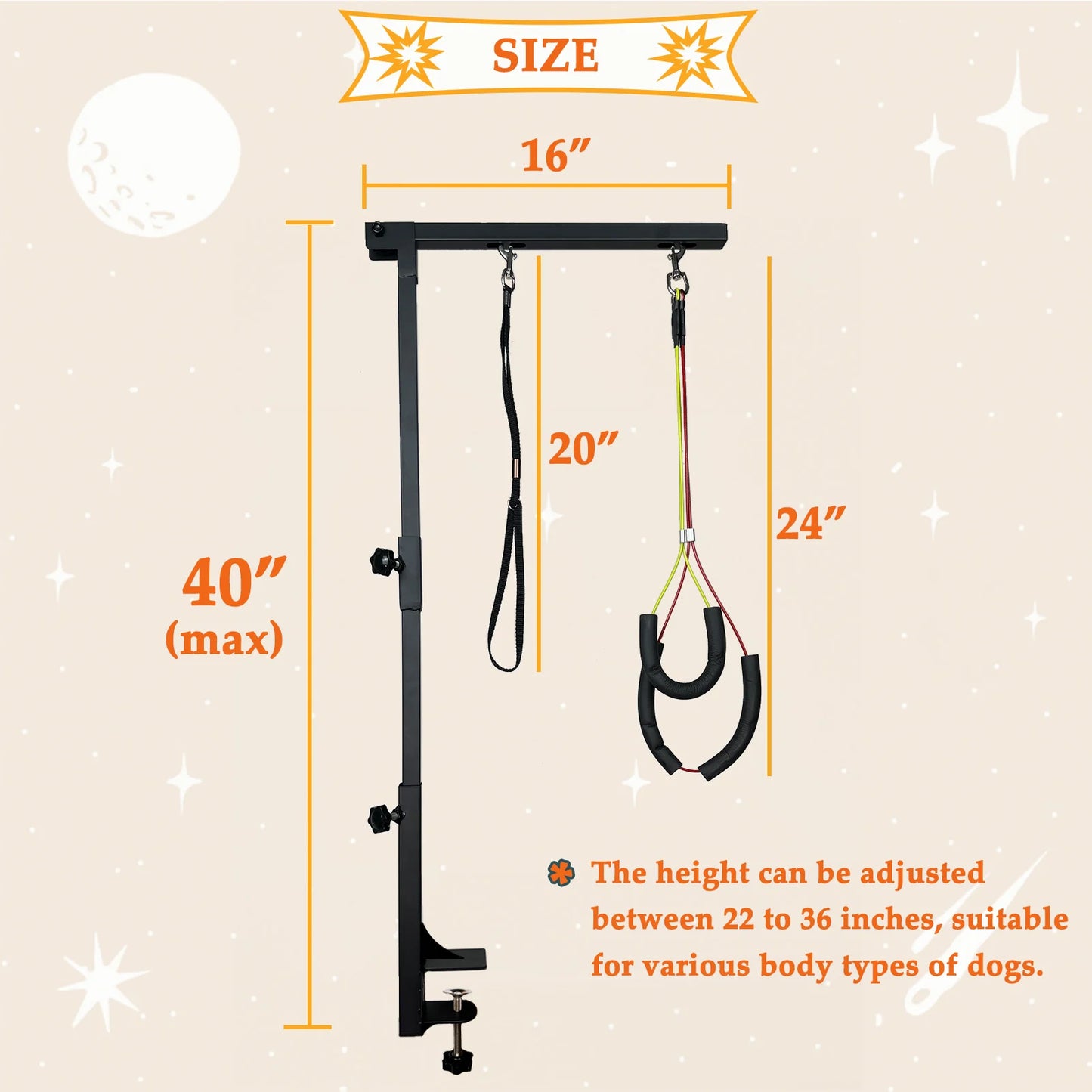 Adjustable Dog Grooming Arm With Haunch Holders For Small To Medium Dogs
