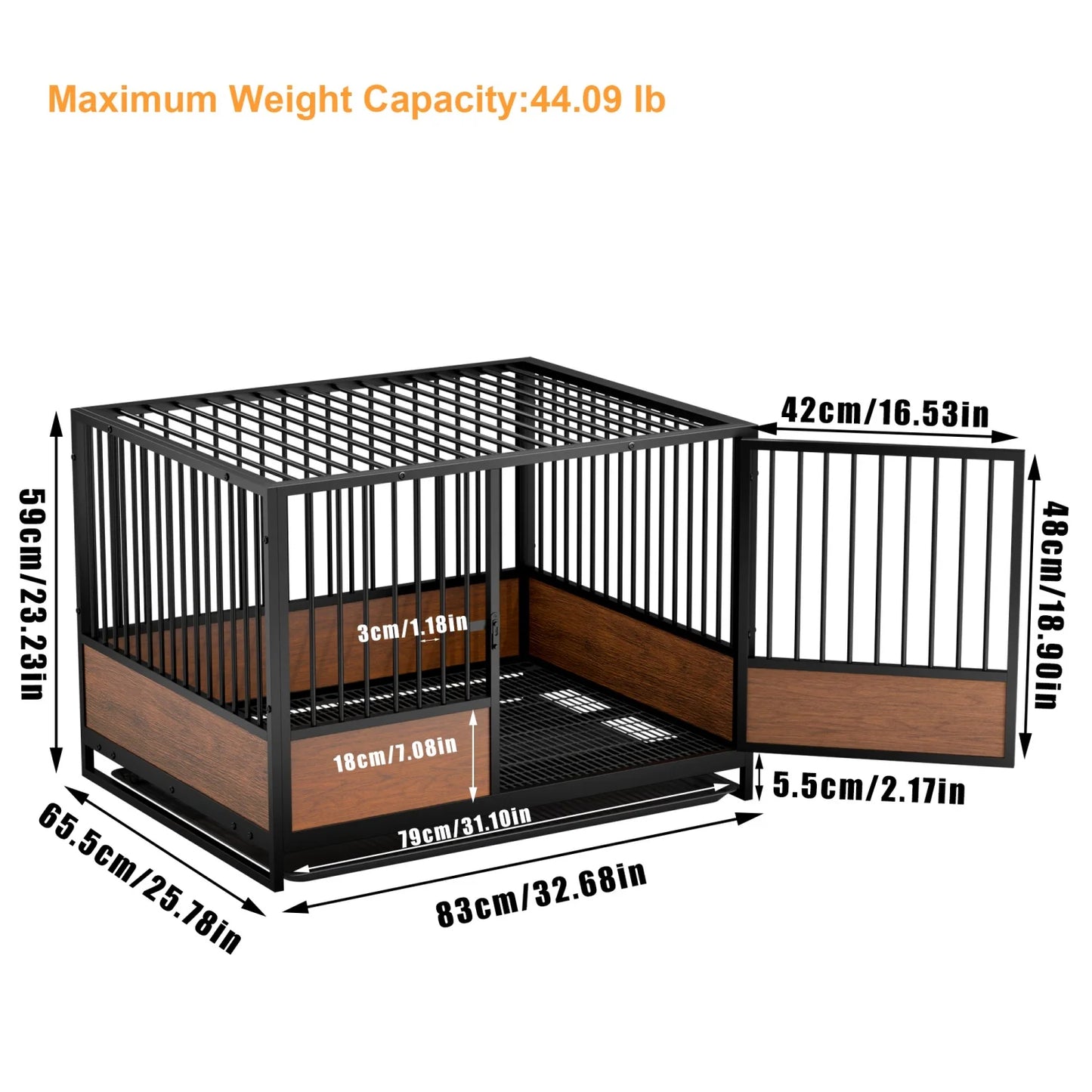 BINGOPAW Heavy Duty Rolling Dog Crate Kennel Removable Tray