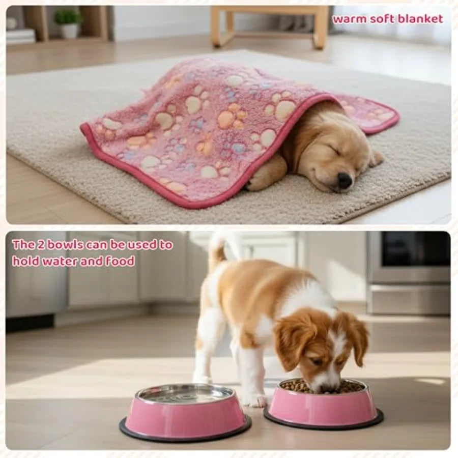 Puppy Essentials Starter Kit With Toys Collar Leash Treat Bag Blanket Bow