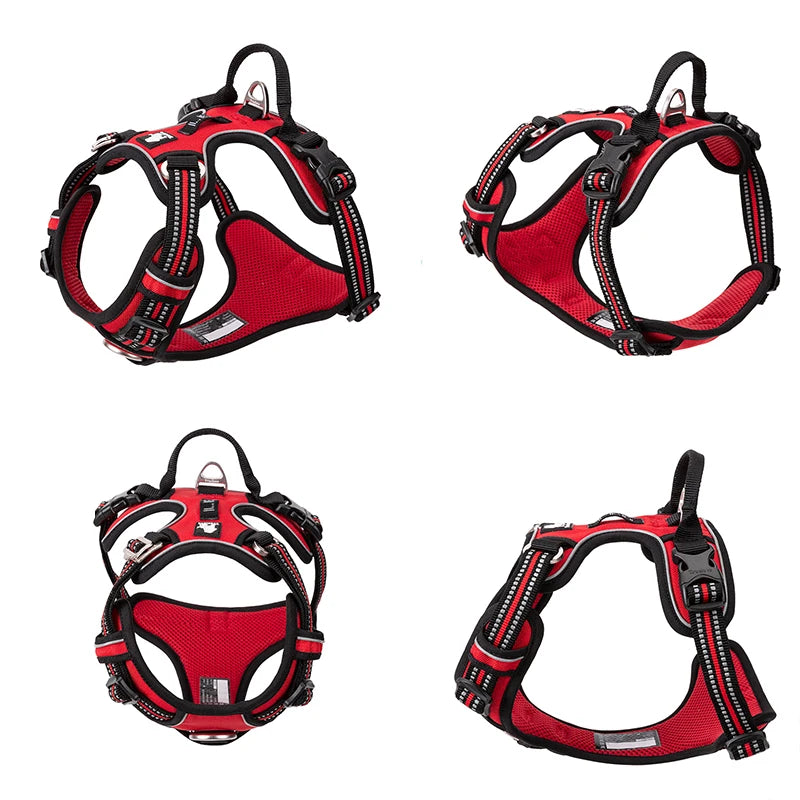 TrueLove CN Reflective No Pull Nylon Dog Harness Vehicle Lead