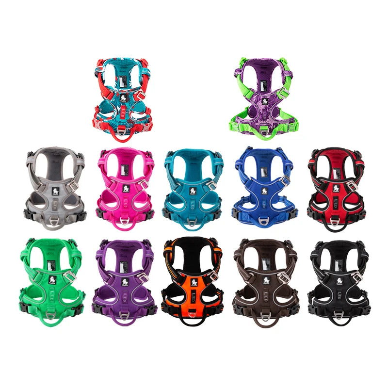 TrueLove CN Reflective No Pull Nylon Dog Harness Vehicle Lead