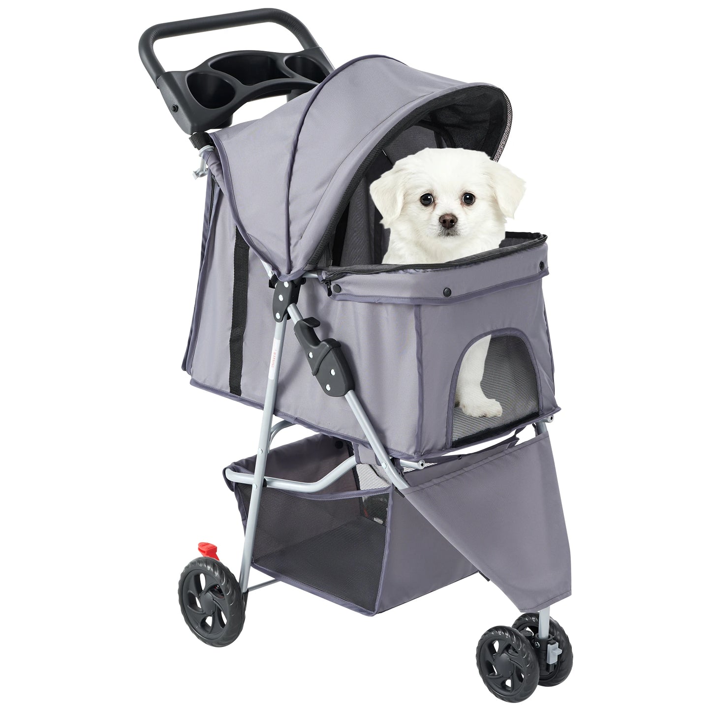 Foldable 3-Wheel Pet Stroller for Small Dogs and Cats