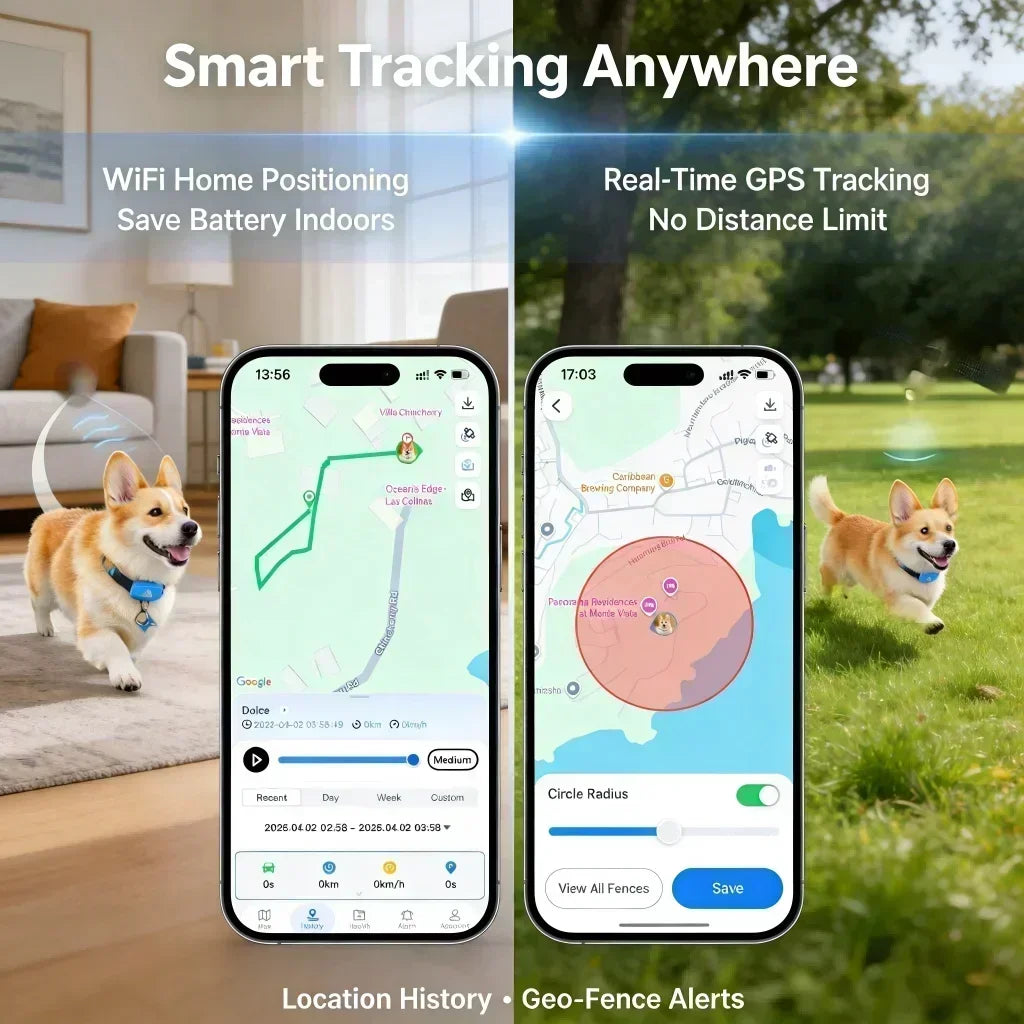 WANWAYTECH GPS Pet Tracker 4G Real Time Tracking Dogs Cats