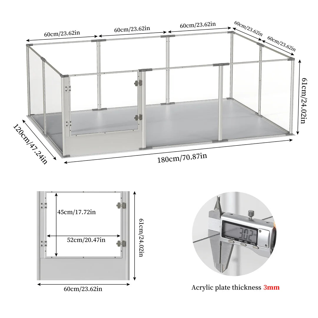BINGOPAW Clear Acrylic Dog Playpen With Whelping Pad Waterproof