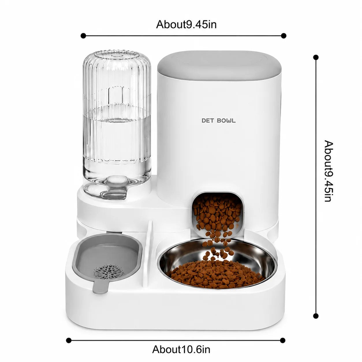 Automatic Pet Feeder And Water Dispenser 2-In-1 Bowl Station