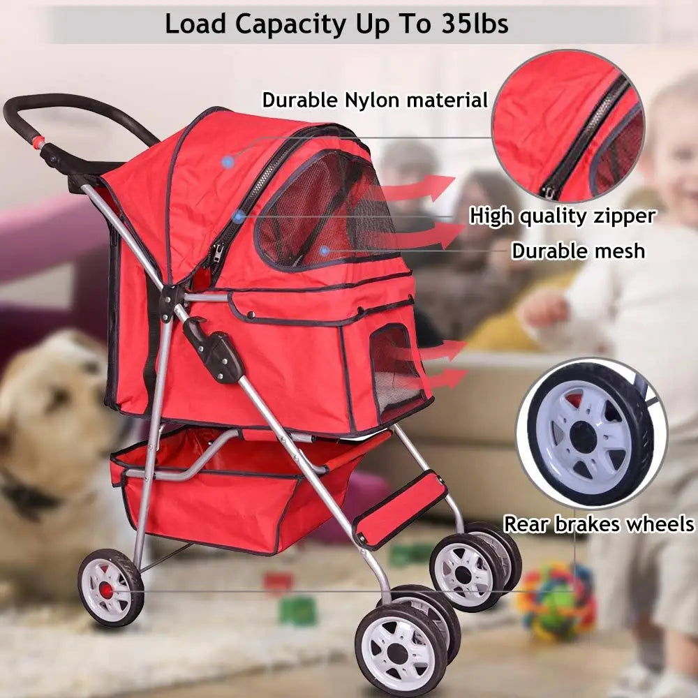 Pet Stroller Jogger Foldable Travel Carrier For Pets
