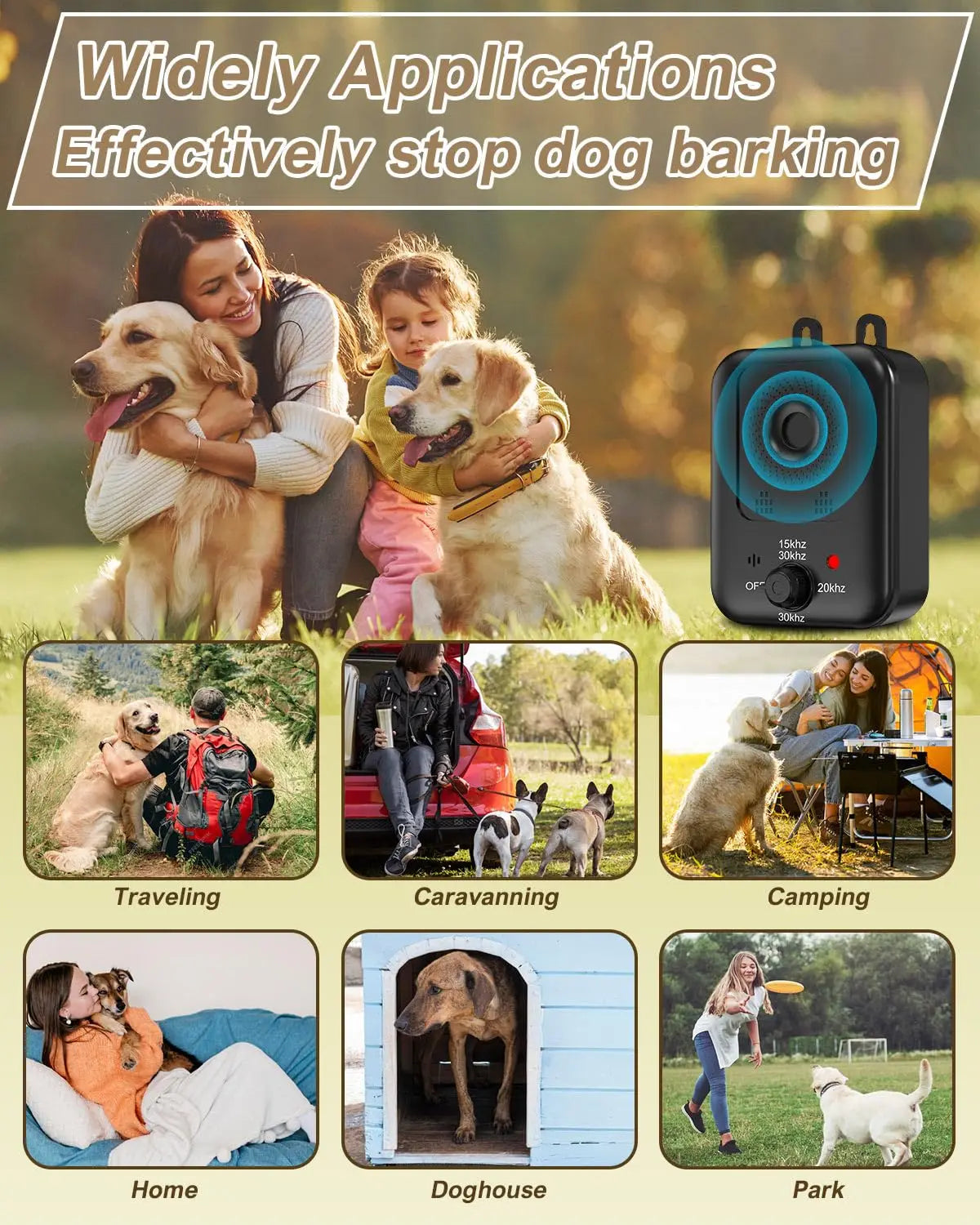 Petedu Rechargeable Ultrasonic Dog Bark Deterrent For Indoor Outdoor Use