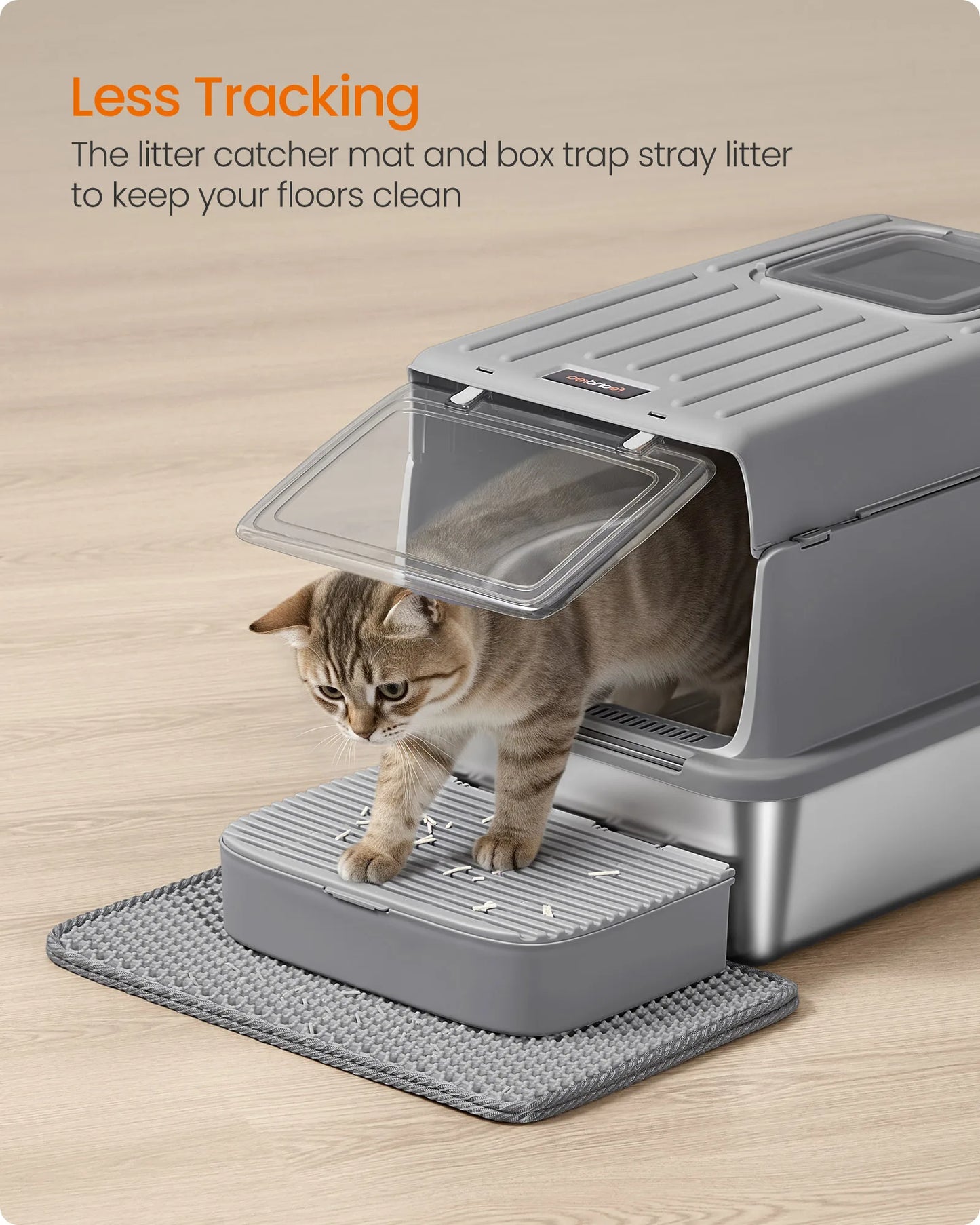Feandrea Cat Litter Box With Flip Lid Two Doors Scoop
