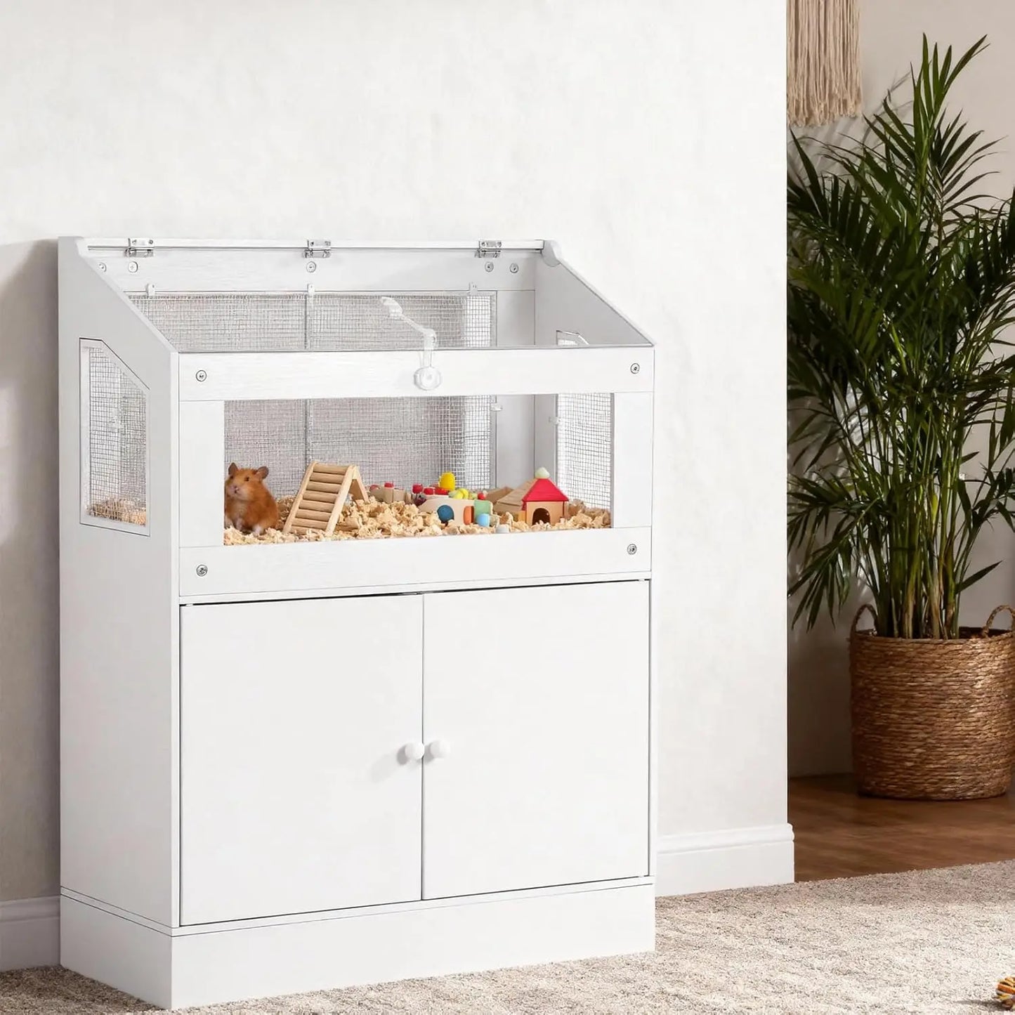 HiMISS Acrylic Small Animal Cage With Storage Cabinet For Hamsters