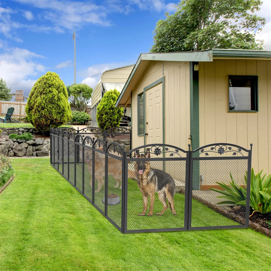 BINGOPAW 8 Panels Dog Playpen Heavy Duty Iron Fence Outdoor