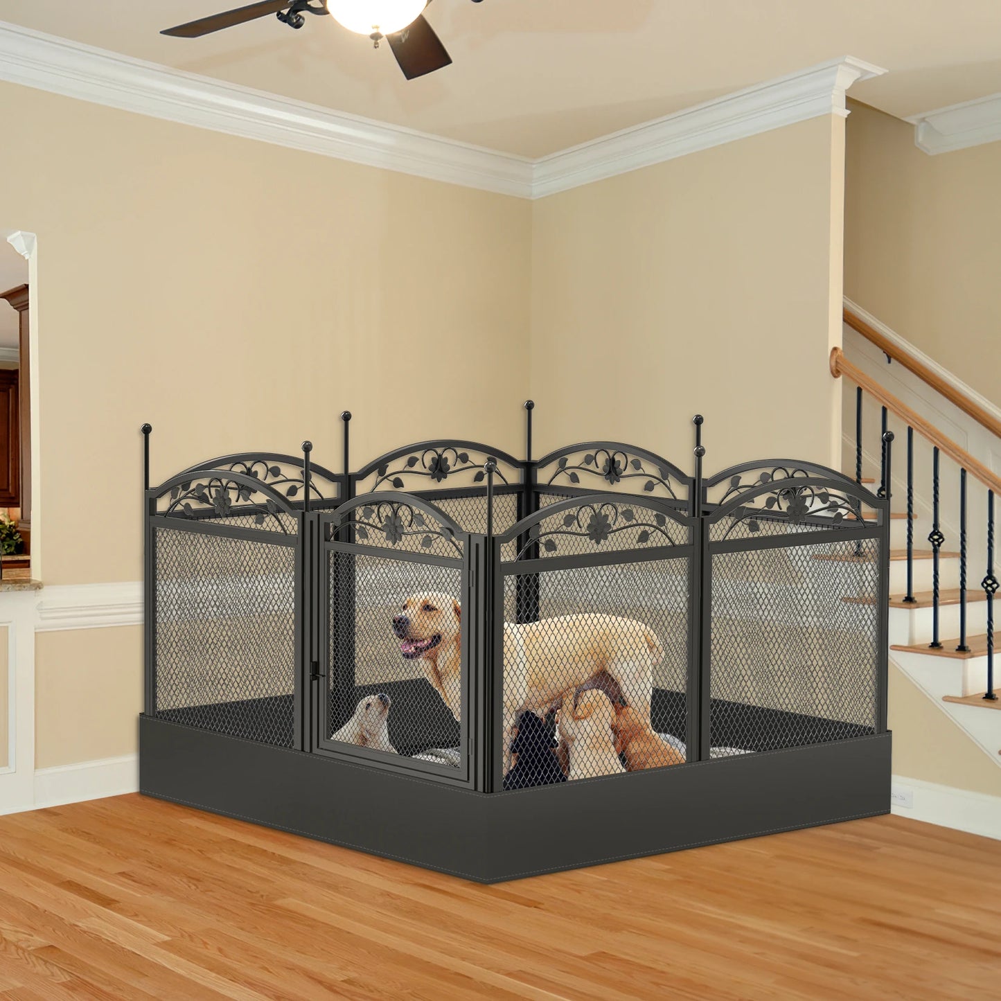 BINGOPAW 8 Panels Dog Playpen Heavy Duty Iron Fence Outdoor