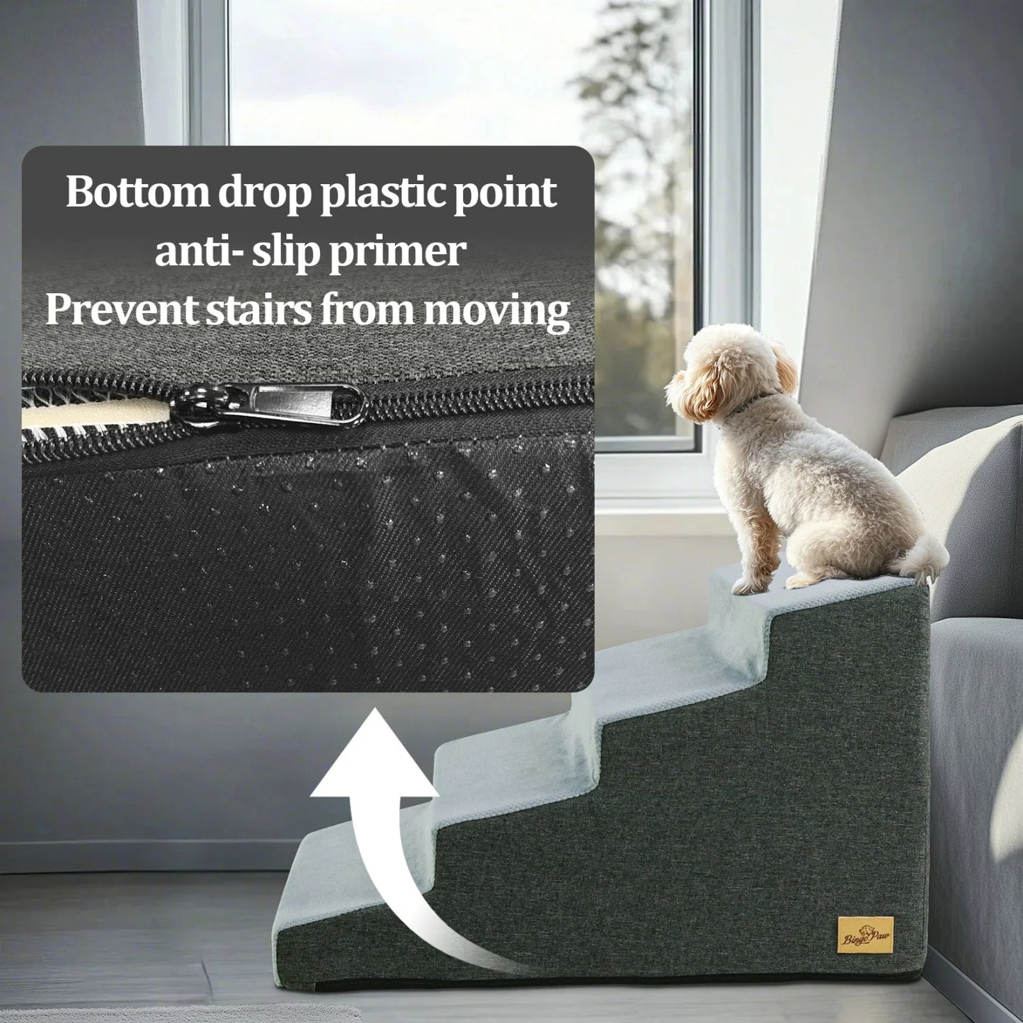 Three Step Dog Stairs Ramp For Small Dogs Washable Cover