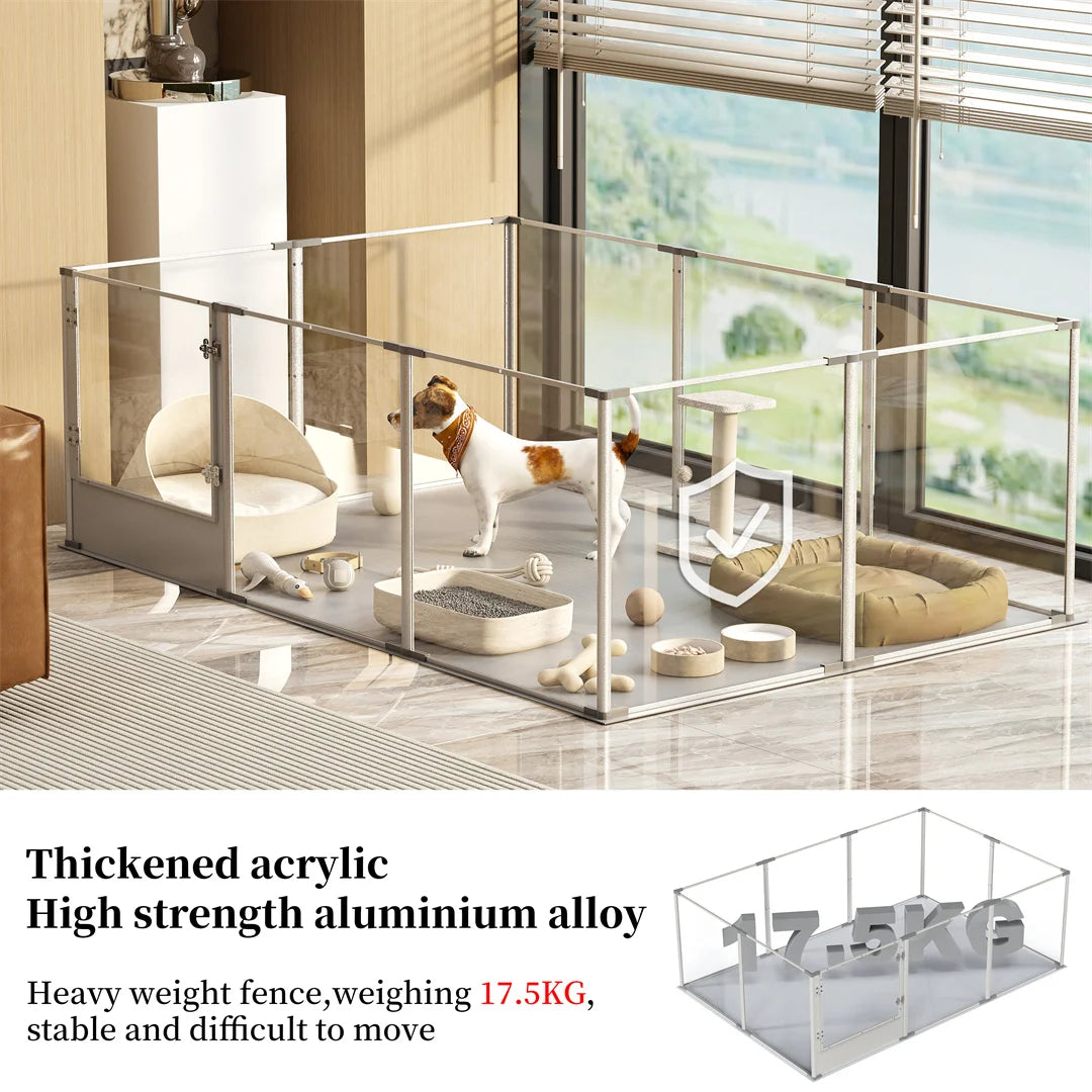 BINGOPAW Clear Acrylic Dog Playpen With Whelping Pad Waterproof