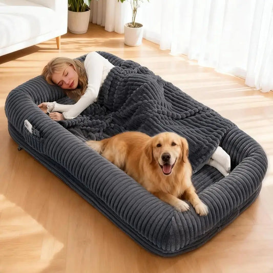 Orthopedic Dog Bed With Blanket And Egg Crate Foam Water Resistant Liner
