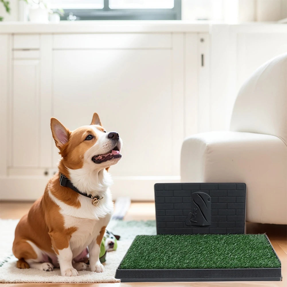 Dog Grass Pad With Large Tray Puppy Turf Potty Indoor