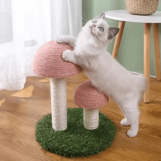 Twin Mushroom Cat Climbing Frame Tree With Scratching Posts And Platforms