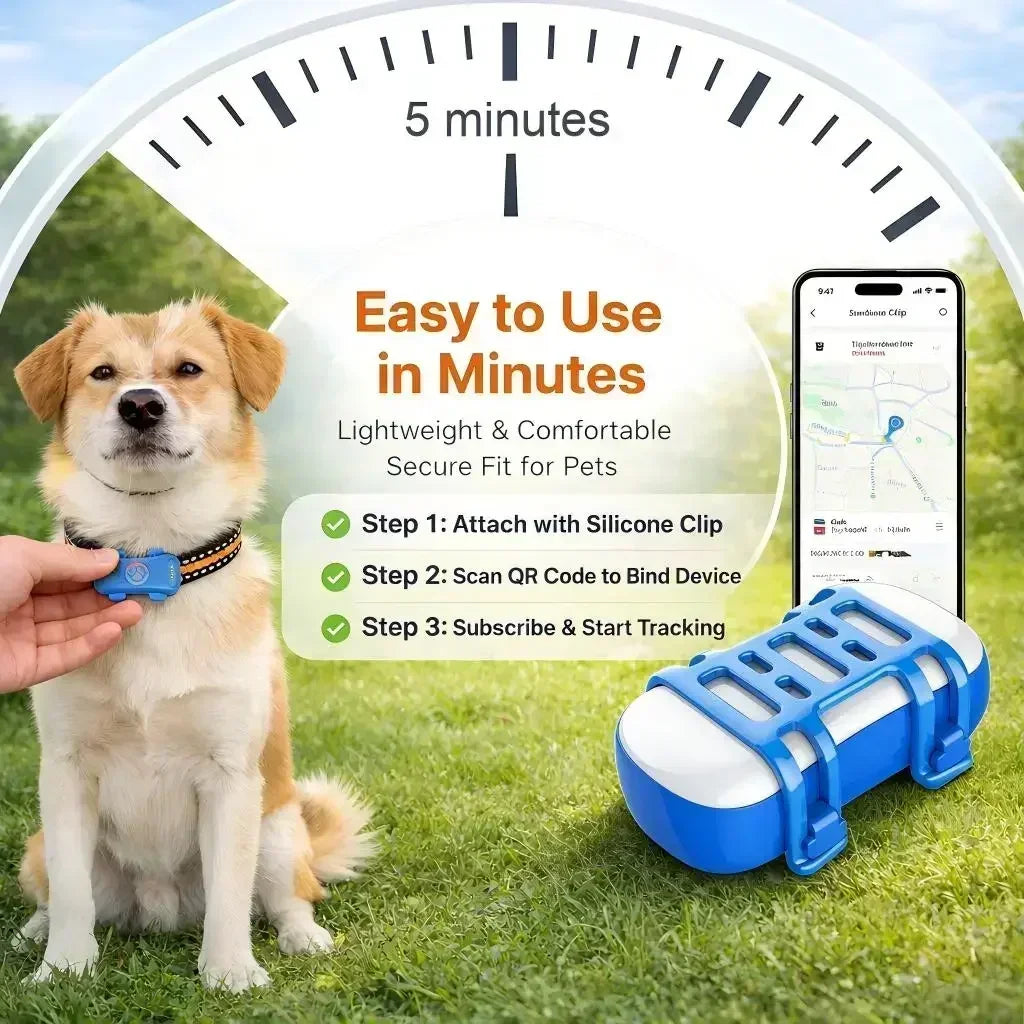 WANWAYTECH GPS Pet Tracker 4G Real Time Tracking Dogs Cats