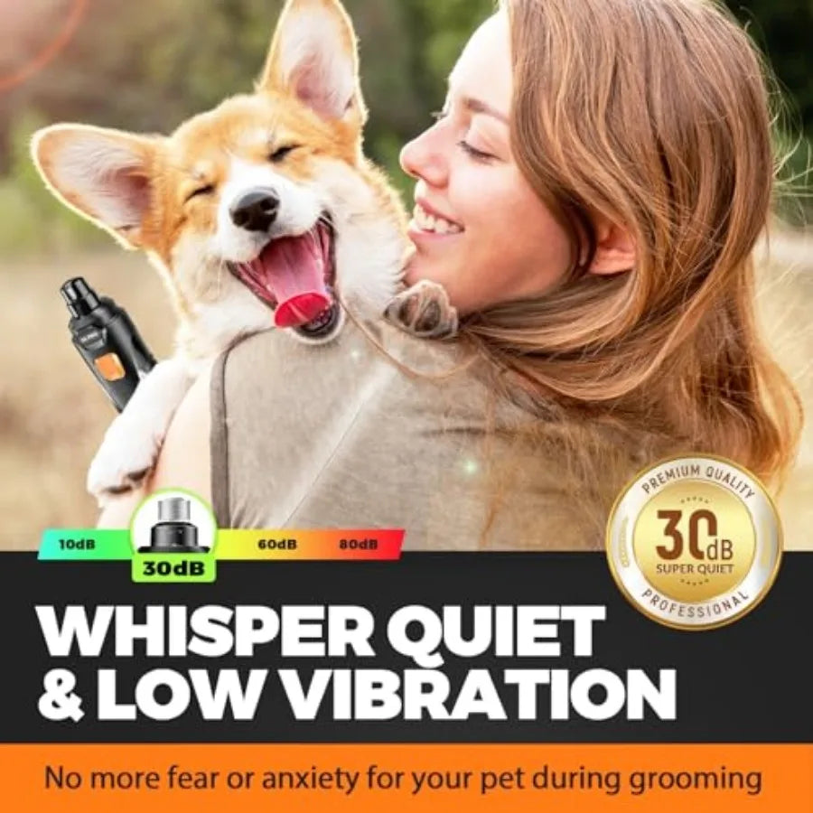Whisper Quiet Dog Nail Grinder With Four LED Lights