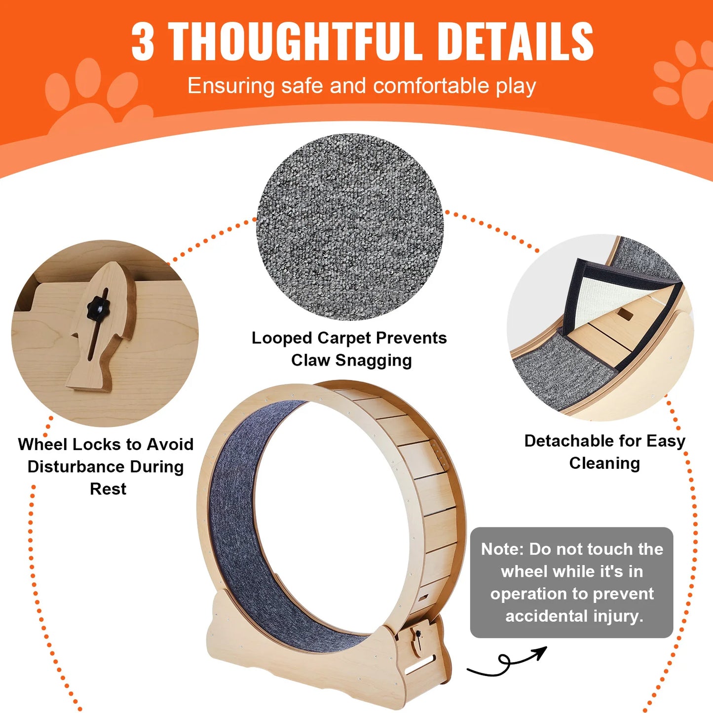 SucceBuy Wooden Cat Exercise Wheel For Indoor Cats With Teaser