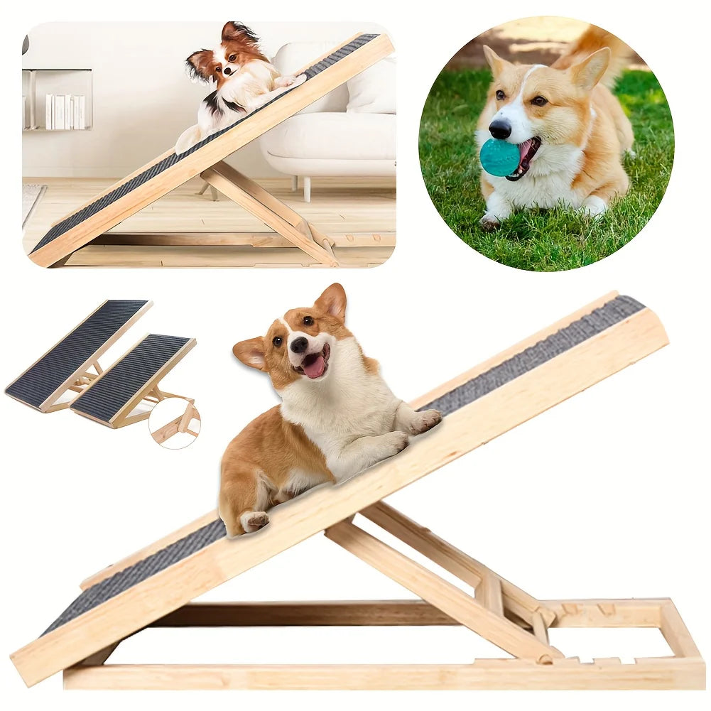 Nordara Solid Wood Folding Pet Ramp With Height Adjustable Design