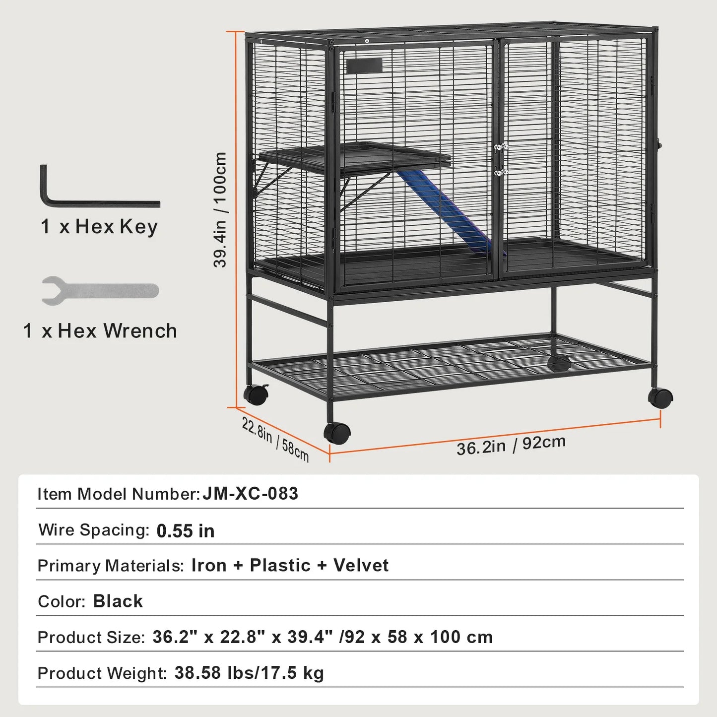 Rolling Metal Ferret Cage Quad Tier Small Animal Cage