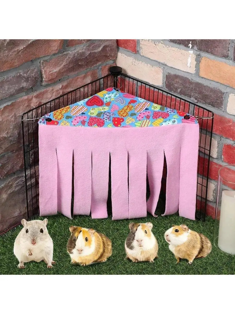 Two Pack Small Pet Fleece Hideout Corner Shelter For Guinea Pigs Ferrets