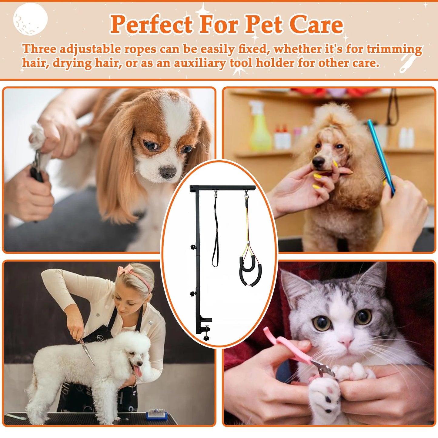 Adjustable Dog Grooming Arm With Haunch Holders For Small To Medium Dogs