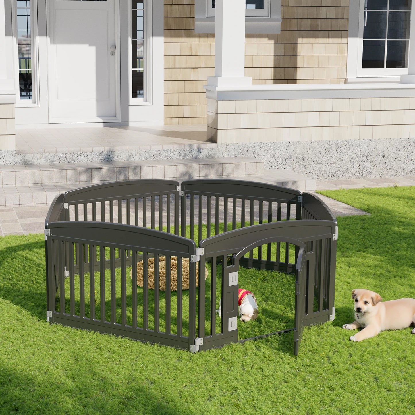 JHK Plastic Dog Playpen Expandable Pet Fence Indoor Outdoor