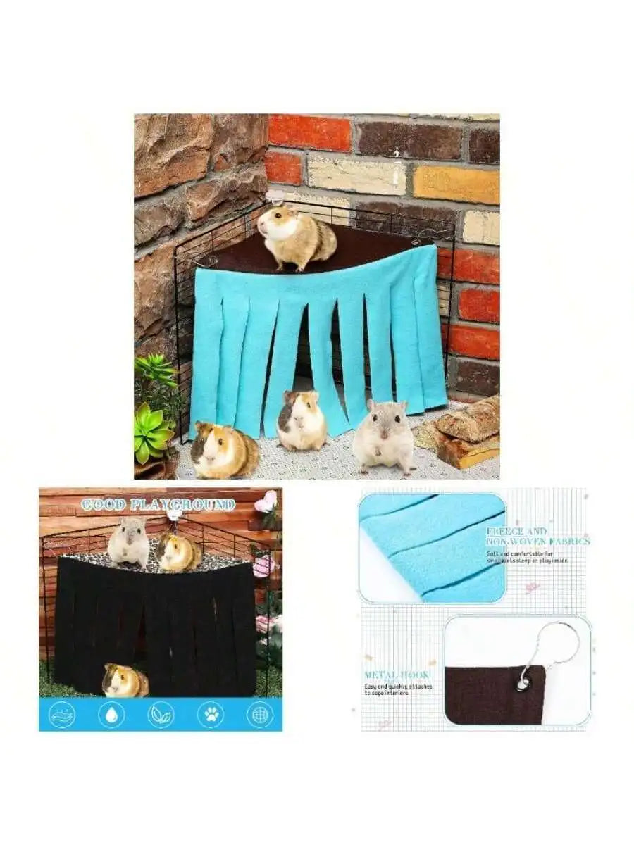Two Pack Small Pet Fleece Hideout Corner Shelter For Guinea Pigs Ferrets