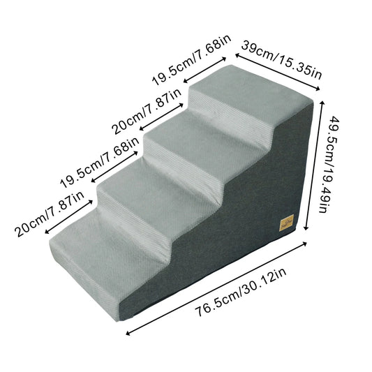 Three Step Dog Stairs Ramp For Small Dogs Washable Cover