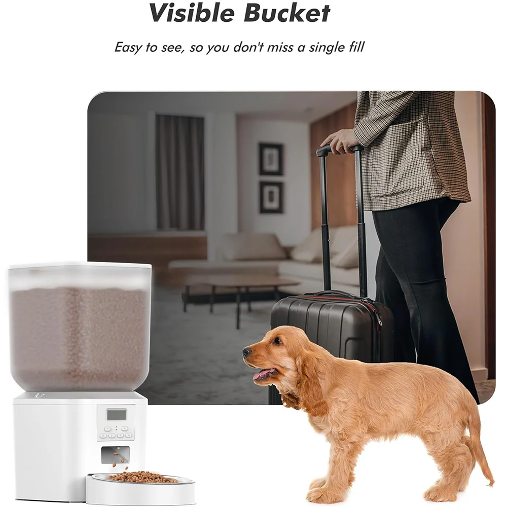 Nityers Cat Feeder With Stainless Steel Bowl And Voice Recorder