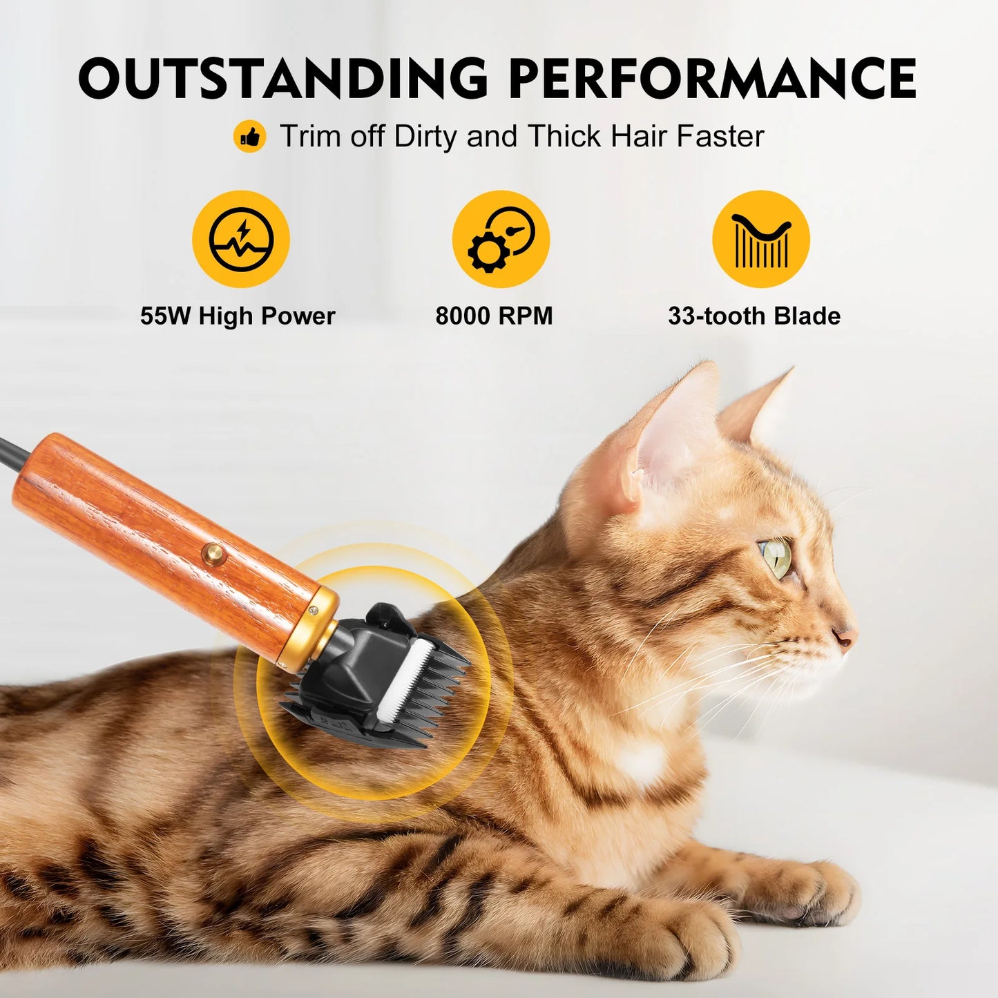 Bymaocar Electric Pet Clipper 55W Low Noise Corded Dogs Goats Sheep