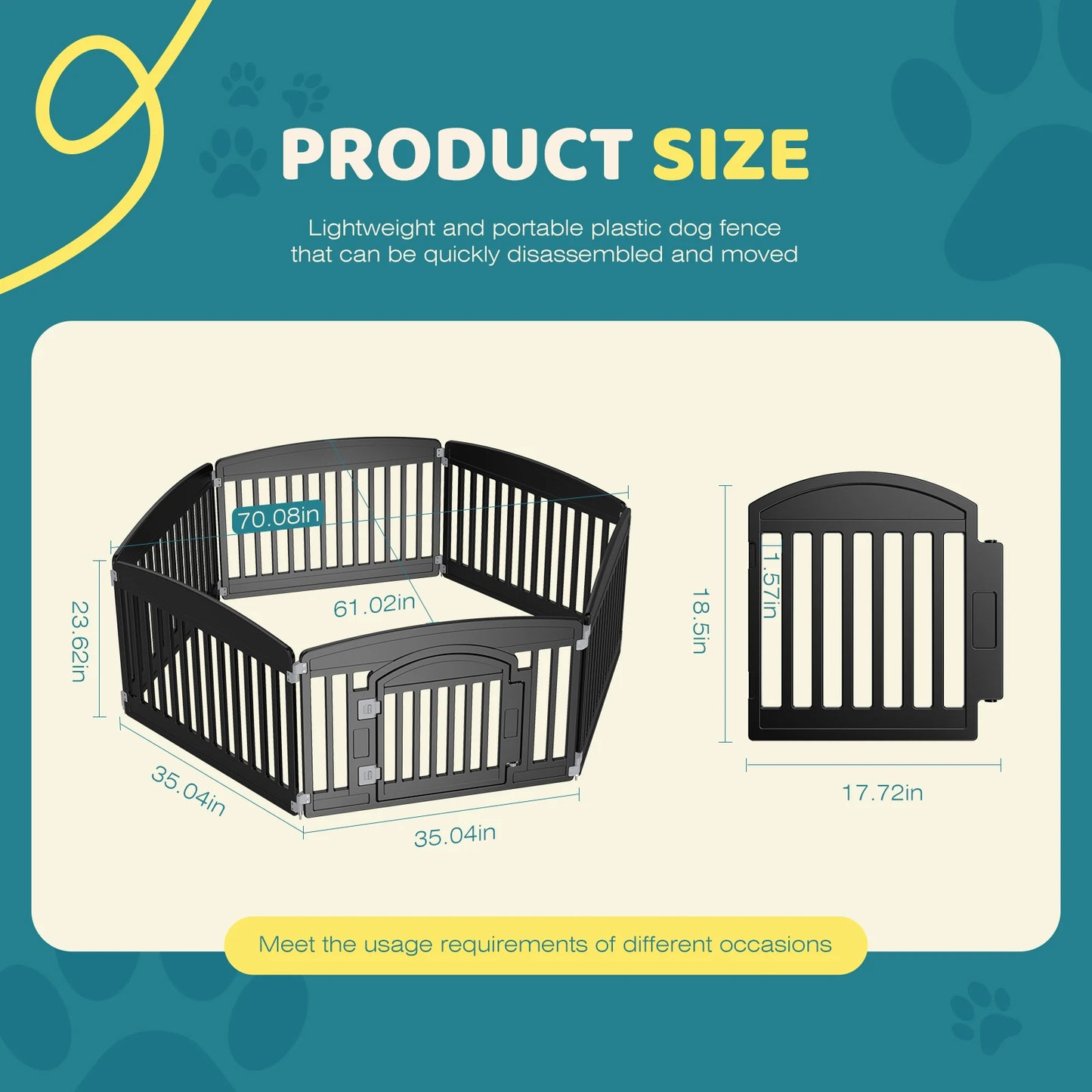 JHK Plastic Dog Playpen Expandable Pet Fence Indoor Outdoor