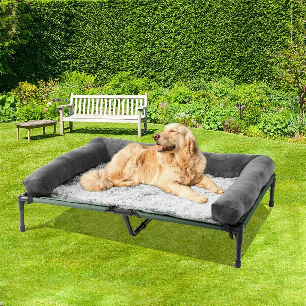 BINGOPAW Elevated Indoor Outdoor Pet Bed Lounger With Detachable Bolster