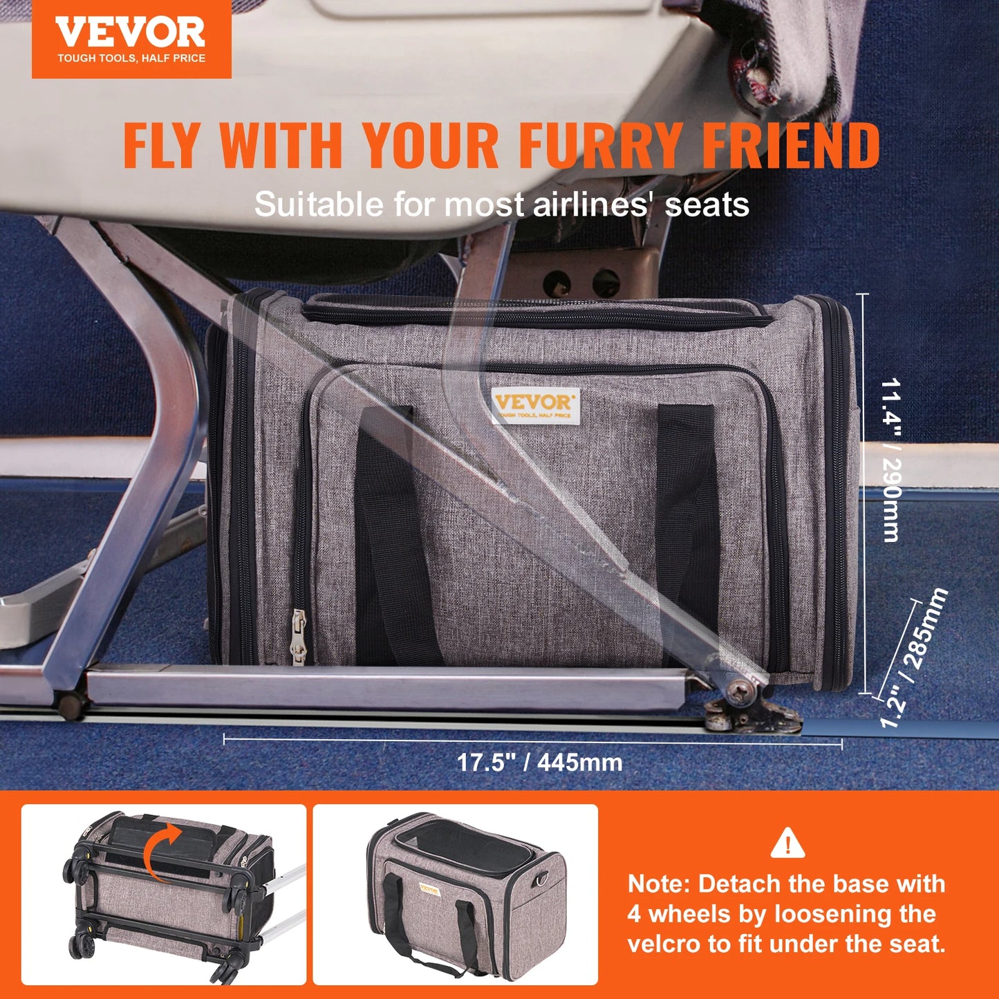 Breathable Cat Carrier Backpack With Telescopic Handle Wheels