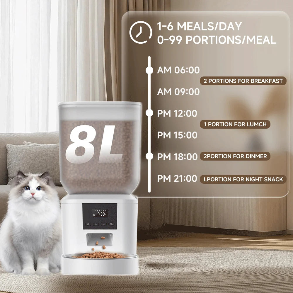 Nityers Cat Feeder With Stainless Steel Bowl And Voice Recorder