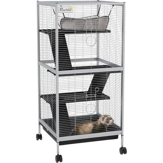 4 Tier Rolling Small Animal Cage With Hammock Removable Tray