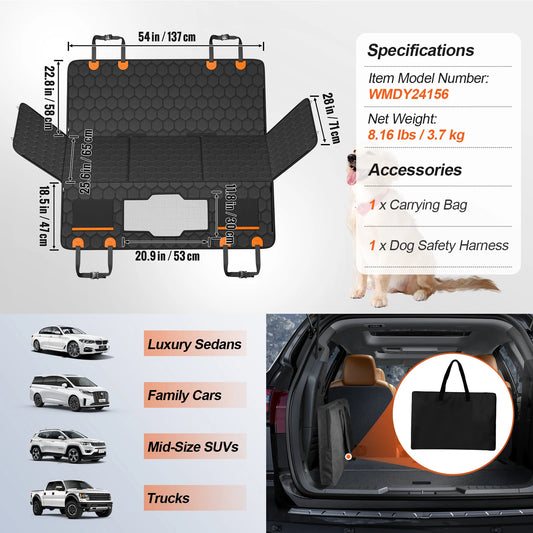 SucceBuy Back Seat Extender Dog Car Cover Hammock Mesh Window