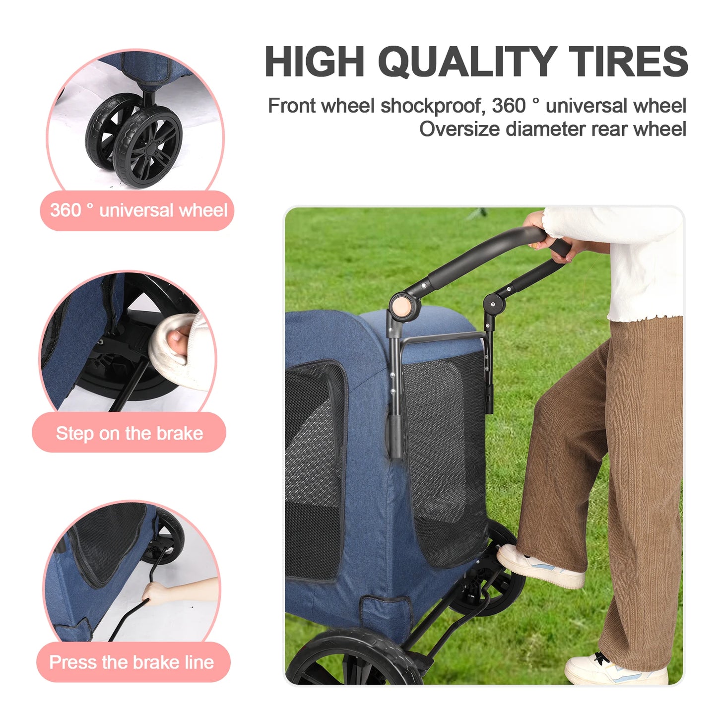 Heavy Duty Dog Stroller For Large Dogs Foldable Wagon