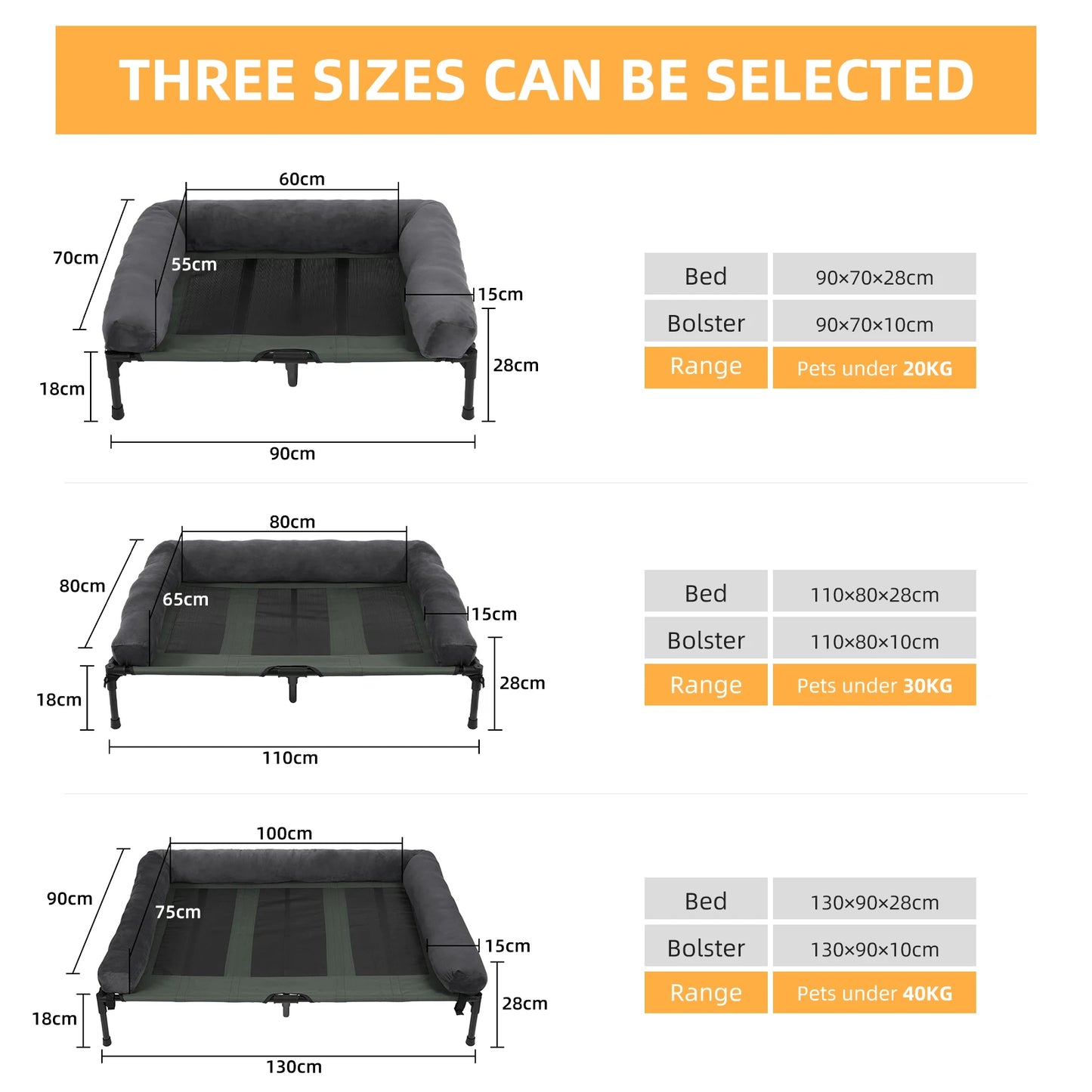 BINGOPAW Elevated Indoor Outdoor Pet Bed Lounger With Detachable Bolster