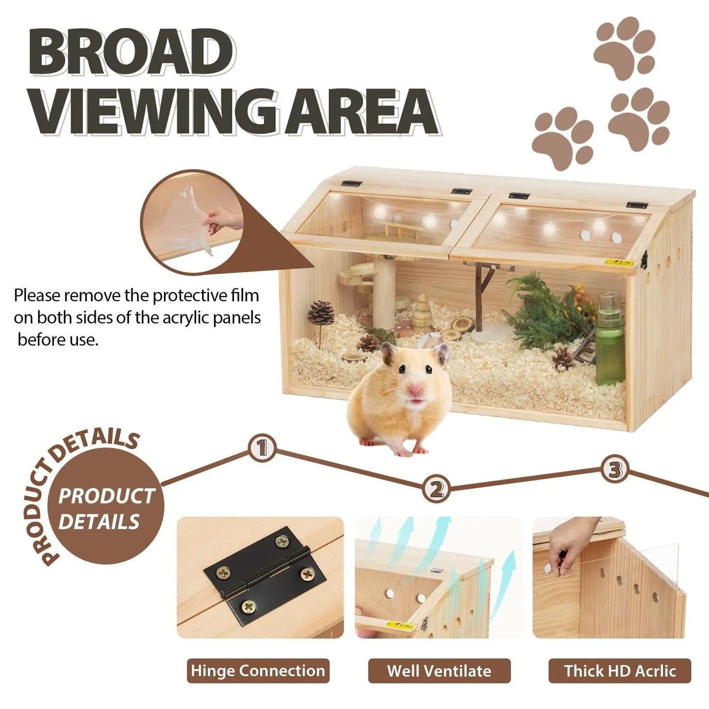 Wooden Hamster Cage Hutch With Openable Top For Small Animals