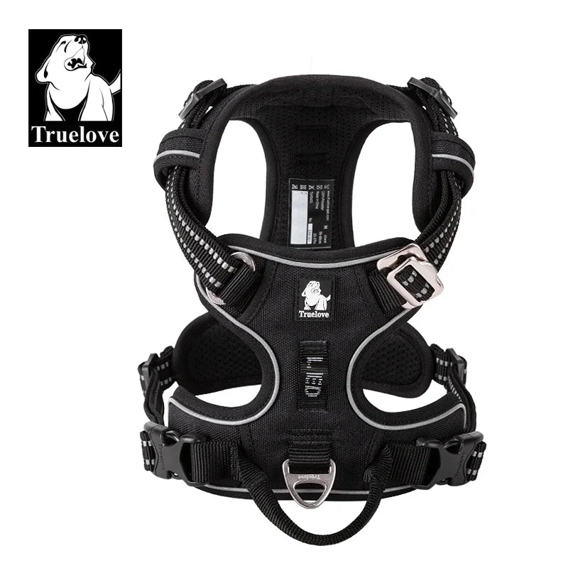 TrueLove CN Reflective No Pull Nylon Dog Harness Vehicle Lead