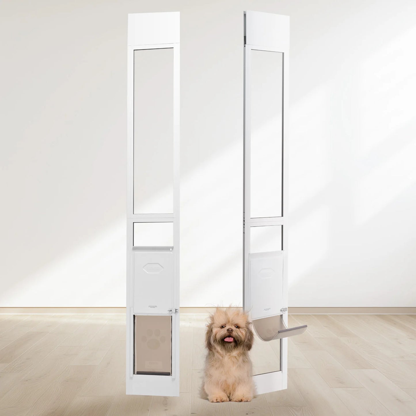 Dog Door For Sliding Glass Door With Adjustable Height Aluminum