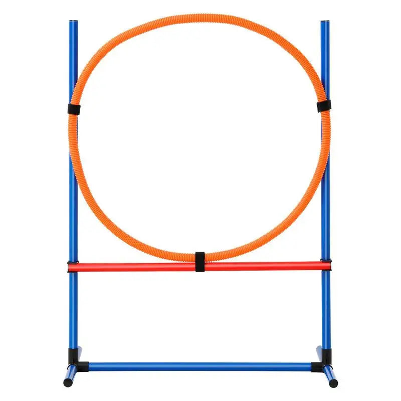 Dog Agility Training Equipment 4 Piece Set With Adjustable Hurdles And Jump Ring