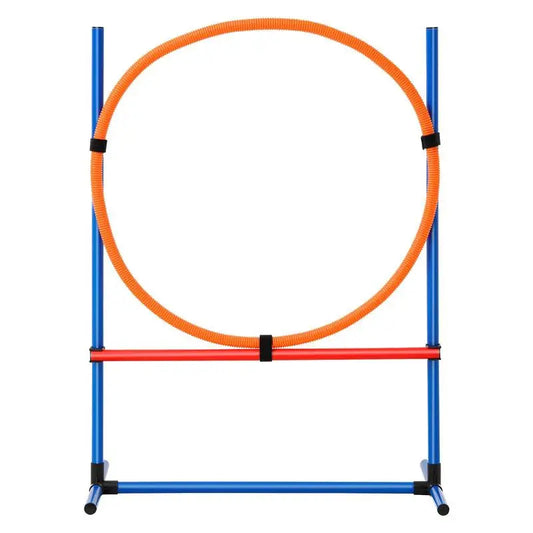 Dog Agility Training Equipment 4 Piece Set With Adjustable Hurdles And Jump Ring
