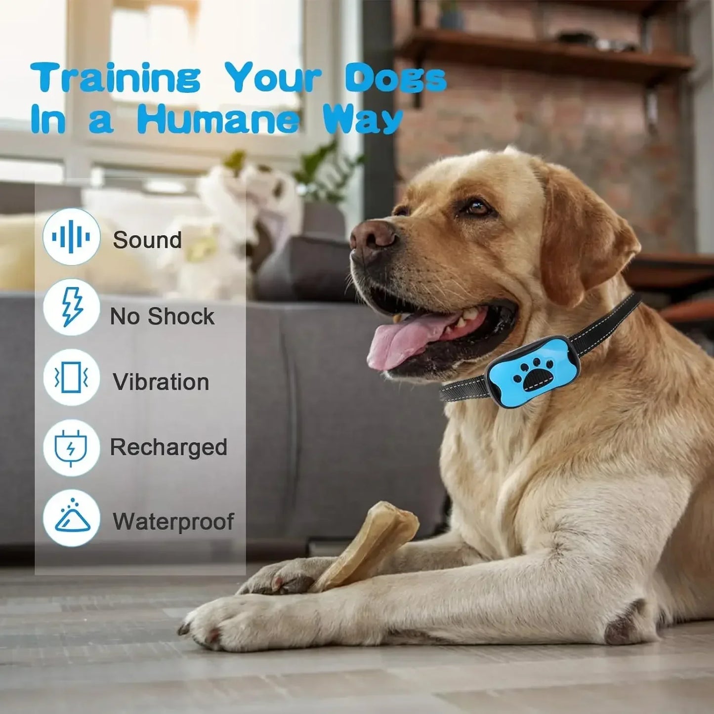 Ultrasonic Dog Bark Deterrent Collar USB Rechargeable Training