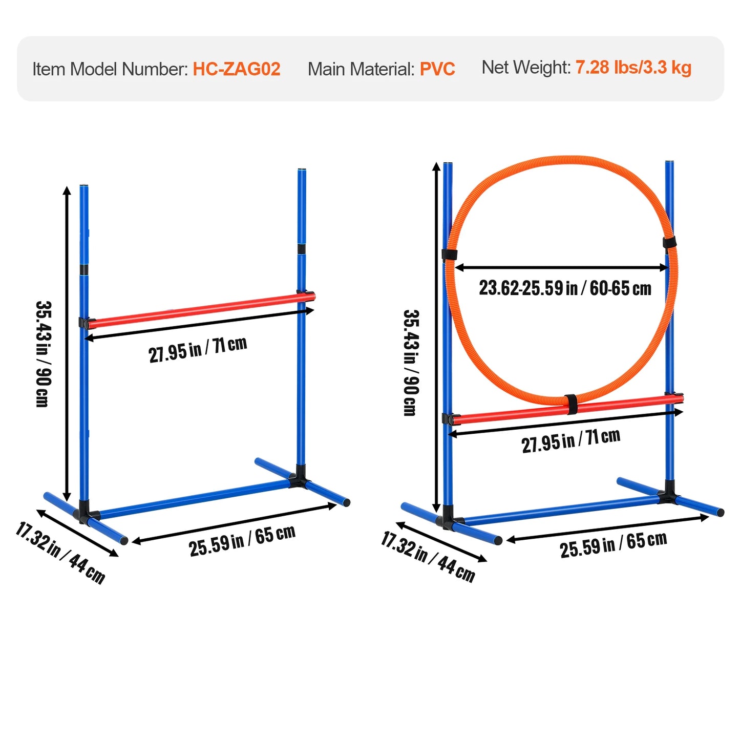 Dog Agility Training Equipment 4 Piece Set With High Hurdles
